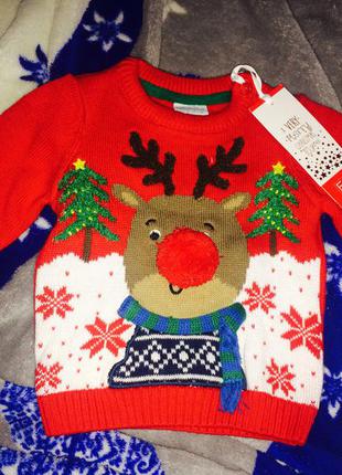 Кофта джемпер f&f christmas jumper deer5 фото