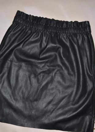 Модная юбка кожзам с завышенной талией размер s-m