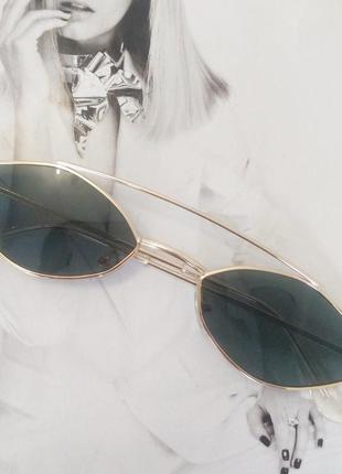 Очки маленький ромб зелёный в золоте