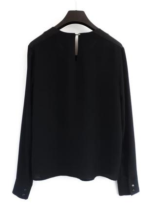 Чорна блуза kira plastinina блузка з довгим рукавом, чорна шифонова блузка довгий рукав6 фото