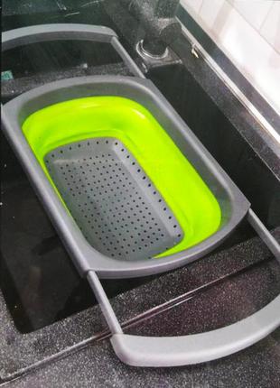 Складной дуршлаг leach basket/ корзина в раковину для мытья фруктов и овощей1 фото