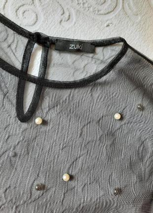 Фатинова блуза з перлинами від zuiki та топ від zara4 фото