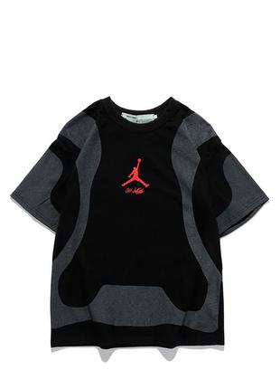 Чорна футболка off white x jordan