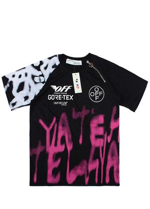 Чорна футболка off white x goretex