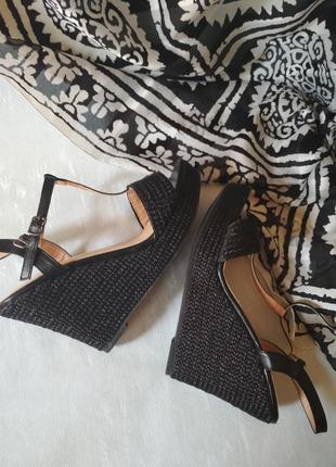 Erra ladies shoes. новые плетеные косичкой босоножки на платформе черные4 фото