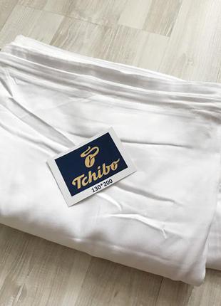 Шикарний набір постільний комплект tchibo преміум білий сатин бавовна бежева окантовка 130x2003 фото