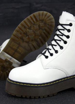 Dr.martens jadon white женские белые утеплённые ботинки мартинс жіночі білі зимні черевики ботінки мартінси5 фото