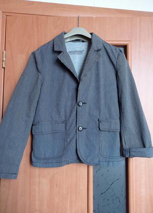 Стильный коттоновый пиджак в полоску, школьный1 фото