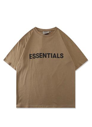 Коричневая футболка fear of god essentials1 фото