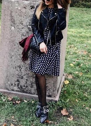 Платье в горошек рукав клеш