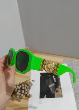 Яркие солнцезащитные очки салатовые ретро зеленые новые окуляри сонцезахисні5 фото
