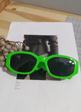 Яркие солнцезащитные очки салатовые ретро зеленые новые окуляри сонцезахисні3 фото