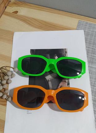 Яркие солнцезащитные очки салатовые ретро зеленые новые окуляри сонцезахисні7 фото