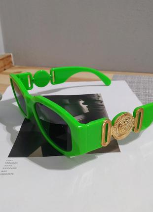 Яркие солнцезащитные очки салатовые ретро зеленые новые окуляри сонцезахисні6 фото