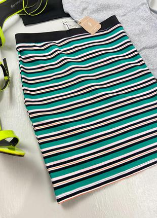 Полосатая зеленая юбка мини stradivarius4 фото