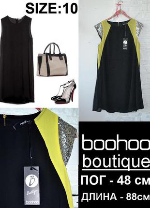 Tpehдовая модель коктейльного шифонового черног0 платья boohoo boutique