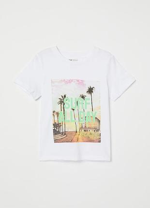 Футболка белая с рисунком мальчику 2/4 лет от 𝘏&𝘔