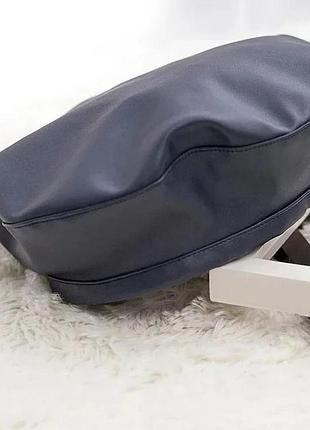 Французский женский берет из искусственной кожи синий