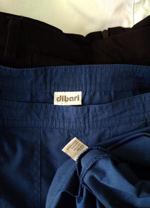 Р 12 / 46-48 актуальные широкие синие брюки кюлоты юбка-шорты высокая посадка хлопок dibari4 фото