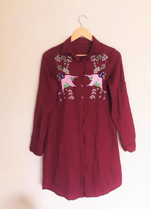 Стильне плаття сорочка з вишивкою polo login р. s