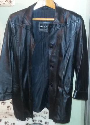 Черный кожаный пиджак sale1 фото