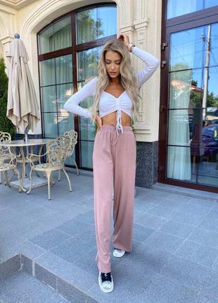 Штани рубчик широкі модні прогулянкові