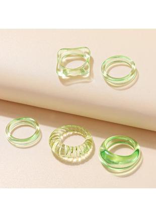 🔗набор колец из эпоксидной смолы трендовое зелёное кольцо массивное кольцо1 фото