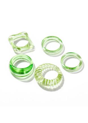 🔗набор колец из эпоксидной смолы трендовое зелёное кольцо массивное кольцо2 фото