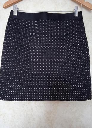 Стильная юбка резинка от h&m с серебряной нитью1 фото