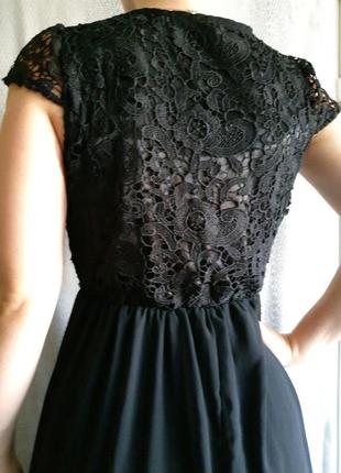 Женское шикарное летнее длинное черное шифоновое платье. кружевное платье в пол,5 фото
