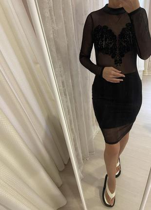 Плаття нарядне чорне по фігурі плаття міні4 фото