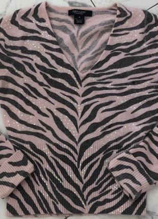 Стильная шерстяная ангора кофта свитер karen kane зебра размер м2 фото