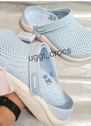 Crocs literide mineral blue/white крокс блакитні лайтрайд 36,37,38,39,40,41