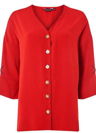 Красная блуза на пуговицах zara большой размер1 фото