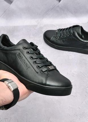 Шикарные, чёрные кеды из натуральной кожи