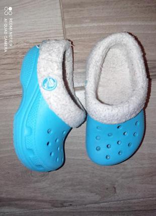 Кроксы тапочки утеплённые crocs 23-24р./c6-7