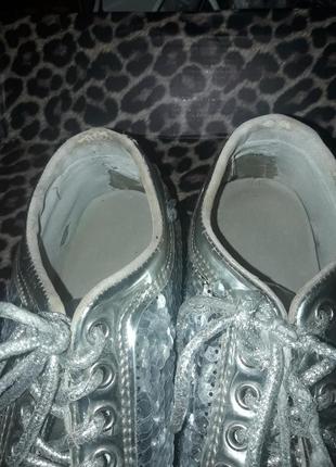 Кросівки жіночі з паєтками срібні 36 23см7 фото