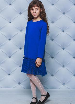 Сукня трикотажна для дівчинки електрик, чорне, синє