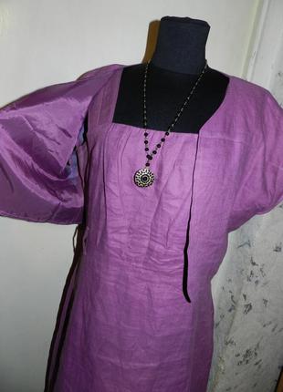 Льняной,лён сарафан-платье и жакет,льняной костюм,mexx, 2 в 1, сиреневого цвета,большой размер3 фото