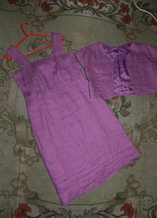 Льняной,лён сарафан-платье и жакет,льняной костюм,mexx, 2 в 1, сиреневого цвета,большой размер5 фото
