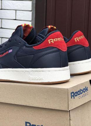 Мужские кожаные демисезонные кроссовки reebok🆕повседневные синие с красные кеды рибок🆕4 фото