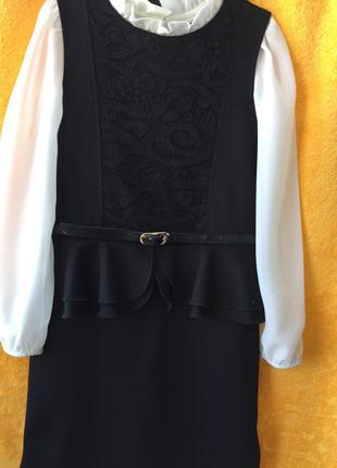 Платье сарафан цвет чёрный  трикотажное для девочки размер 134  mevis