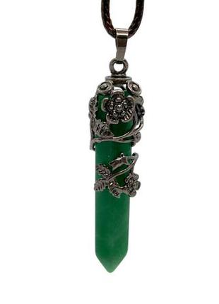 💚🌹 кулон "винтажные розы" натуральный камень зеленый авантюрин в ретро стиле2 фото