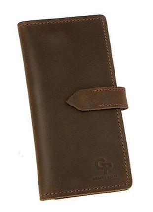 Шкіряний купюрник з фіксацією на кнопку grande pelle