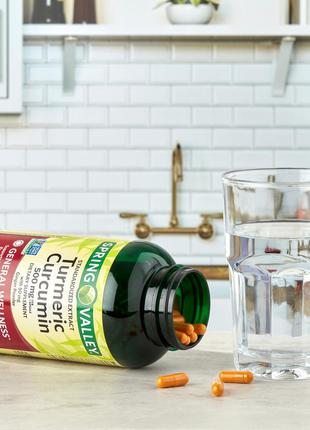 Куркумин для укрепления здоровья spring valley turmeric curcumin+порошок имбиря, 500 mg
