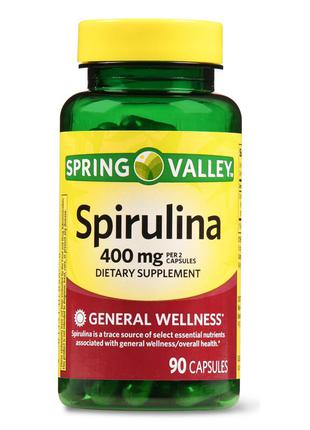 Американська спіруліна для зміцнення здоров'я spring valley spirulina capsules, 400mg