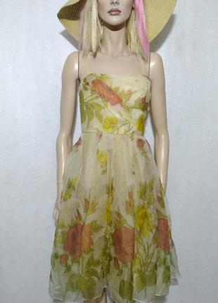 Женственное нежное шёлковое воздушное цветочное миди платье3 фото