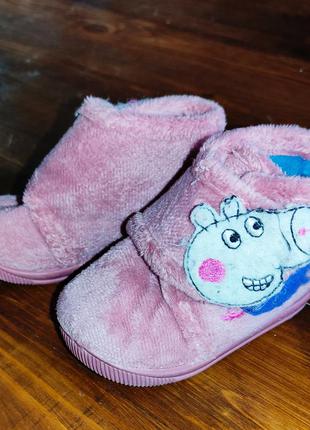 Текстильные ботиночки тапочки на девочку свинка пеппа розовые