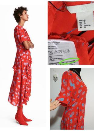 ,,фирменное натуральное асиметрическое платье миди с цветочным принтом вискоза супер качество!!! h&m