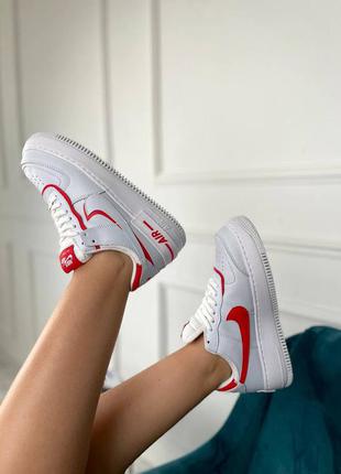Жіночі кросівки nike air force 1 shadow white/red